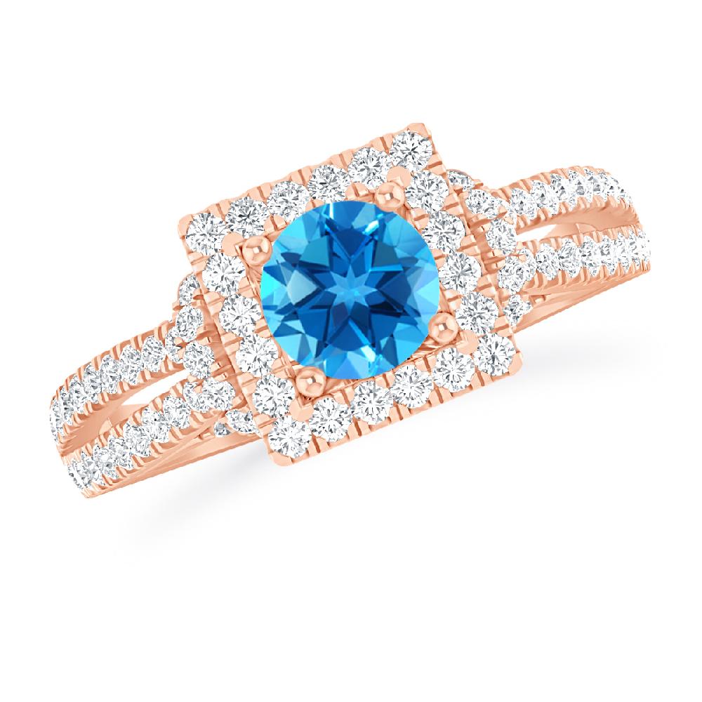 Rose Gold - Blue Topaz