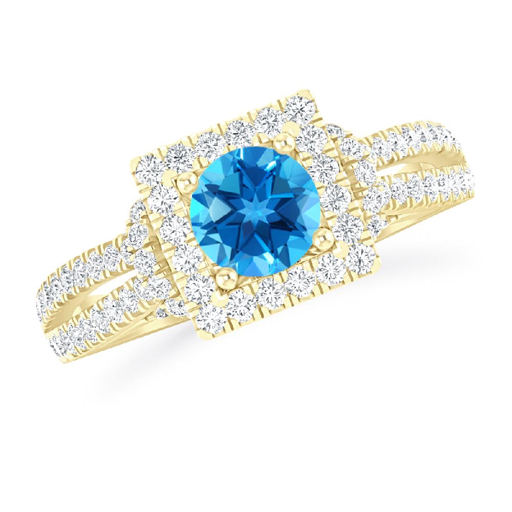 Yellow Gold - Blue Topaz