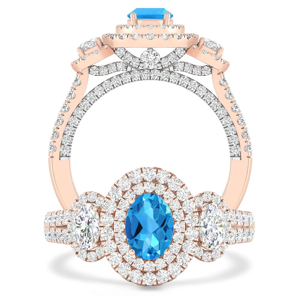 Rose Gold - Blue Topaz