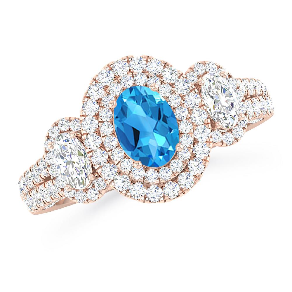 Rose Gold - Blue Topaz