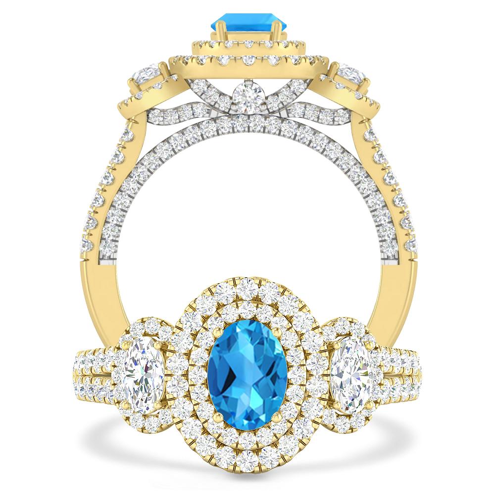 Yellow Gold - Blue Topaz