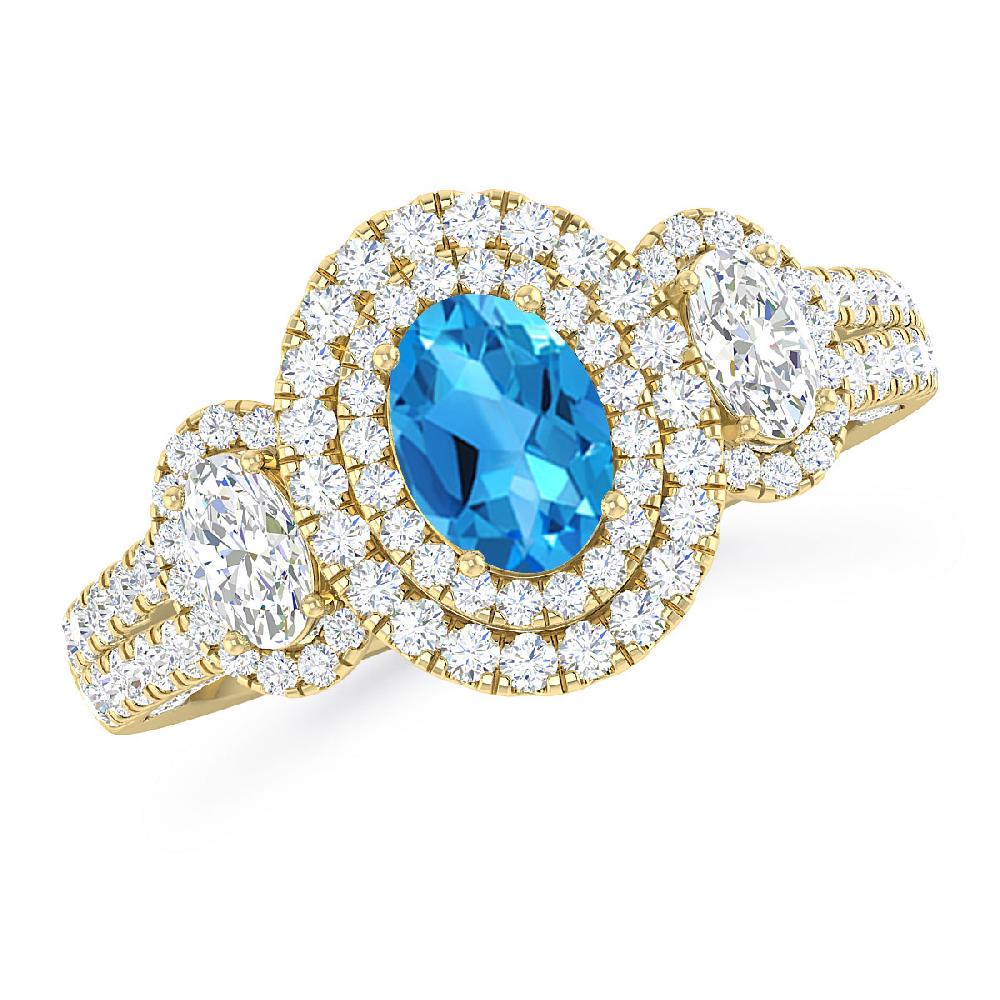 Yellow Gold - Blue Topaz