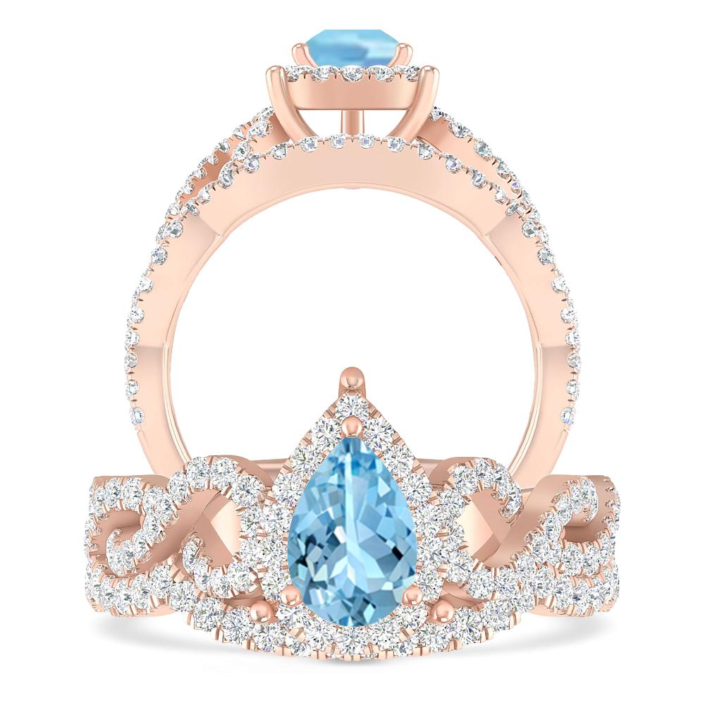 Rose Gold - Aquamarine