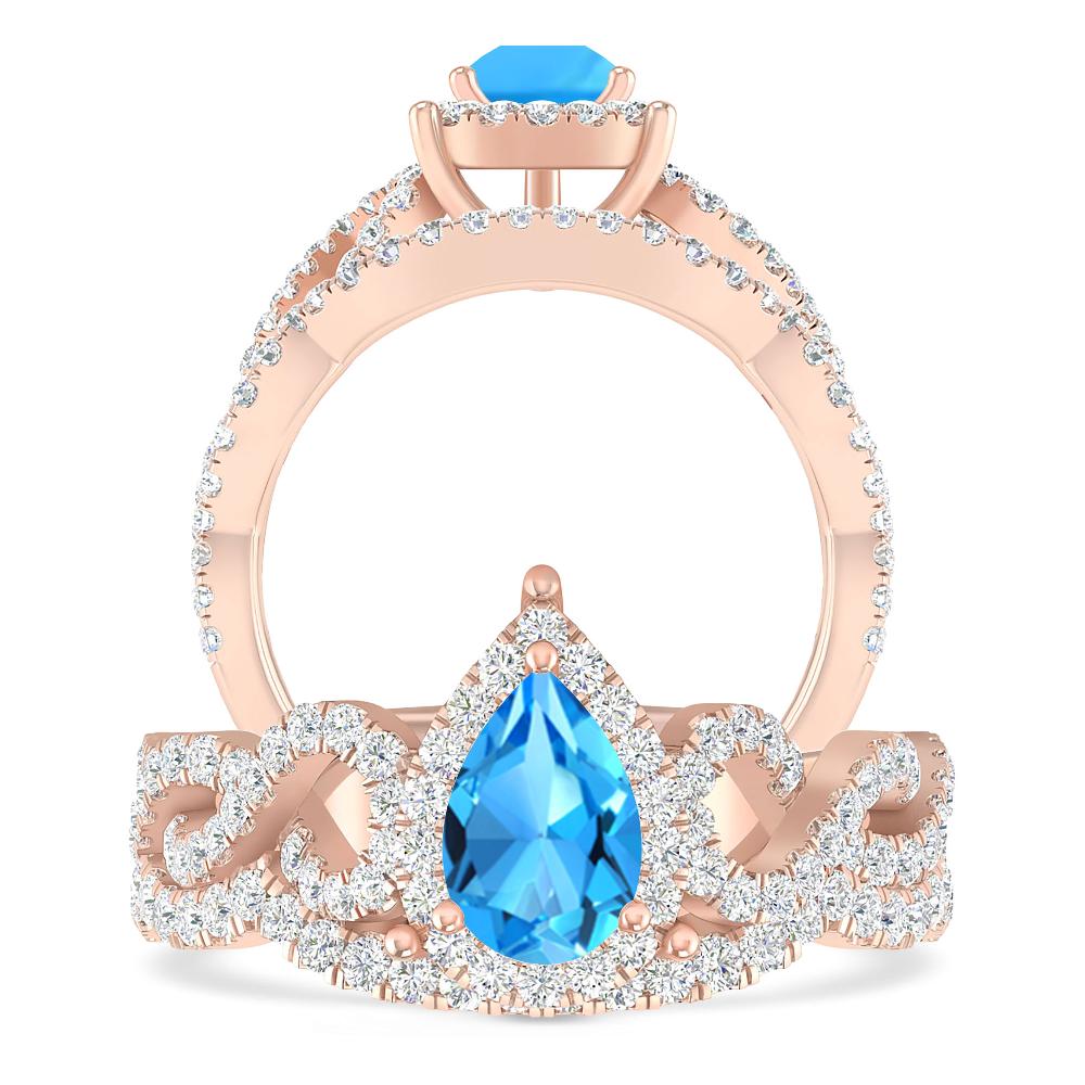 Rose Gold - Blue Topaz