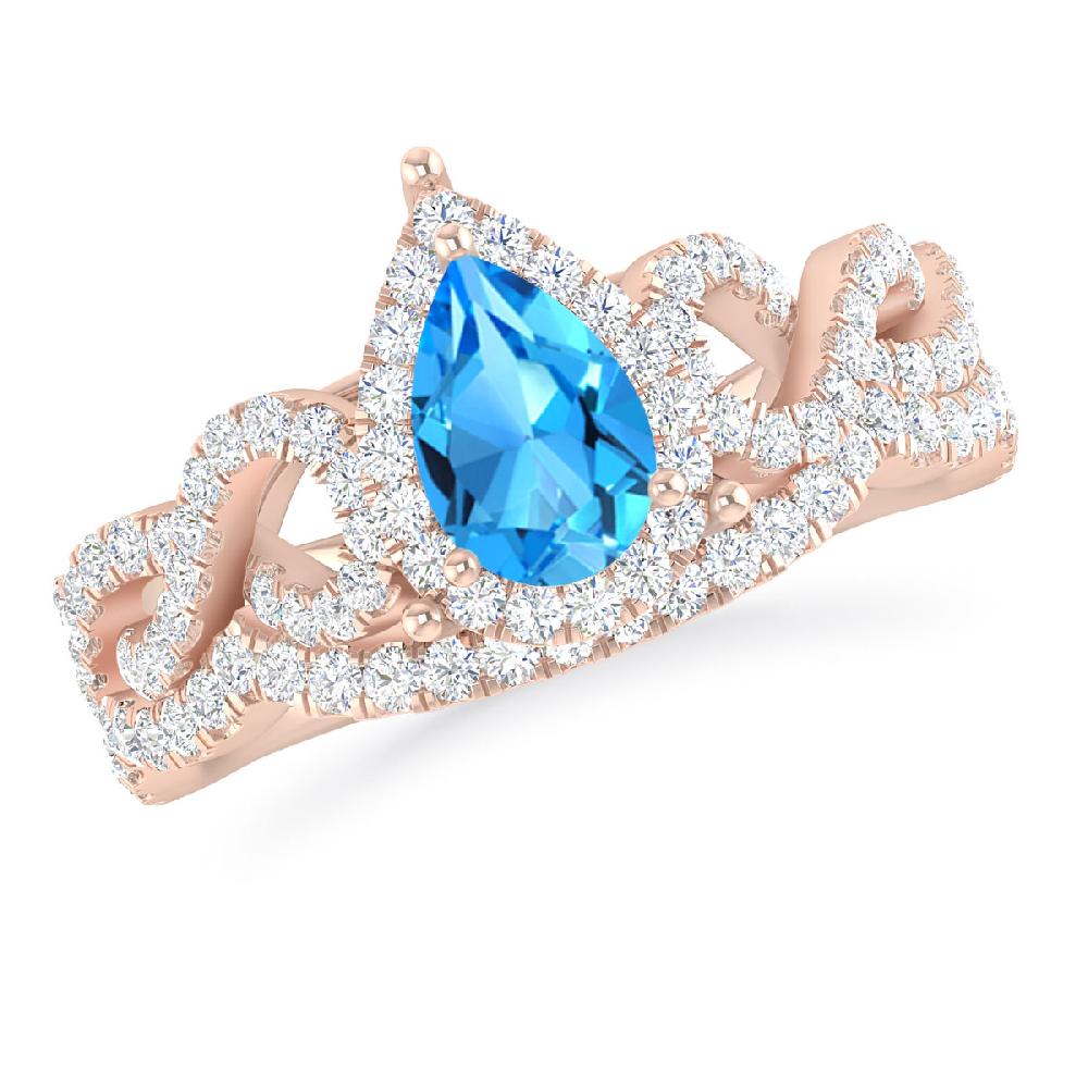 Rose Gold - Blue Topaz