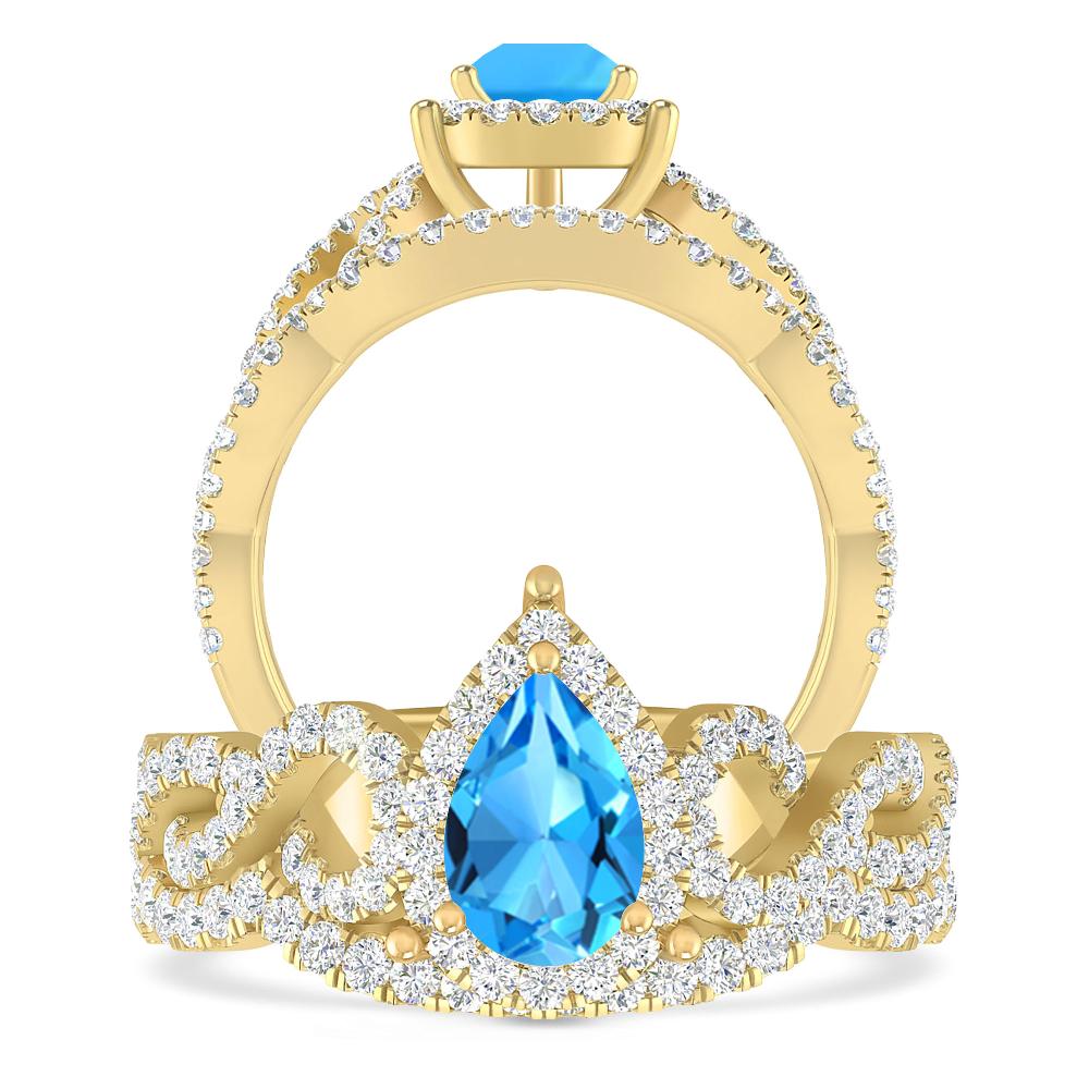 Yellow Gold - Blue Topaz