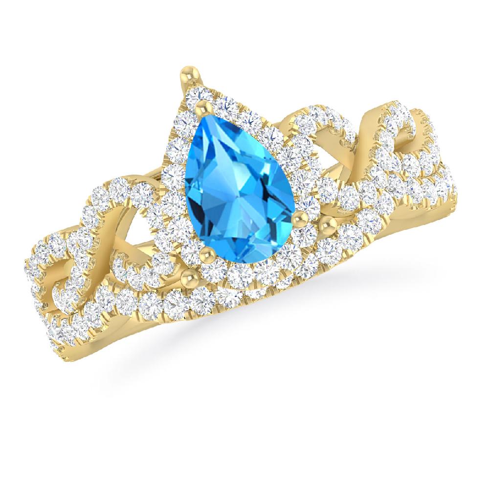 Yellow Gold - Blue Topaz