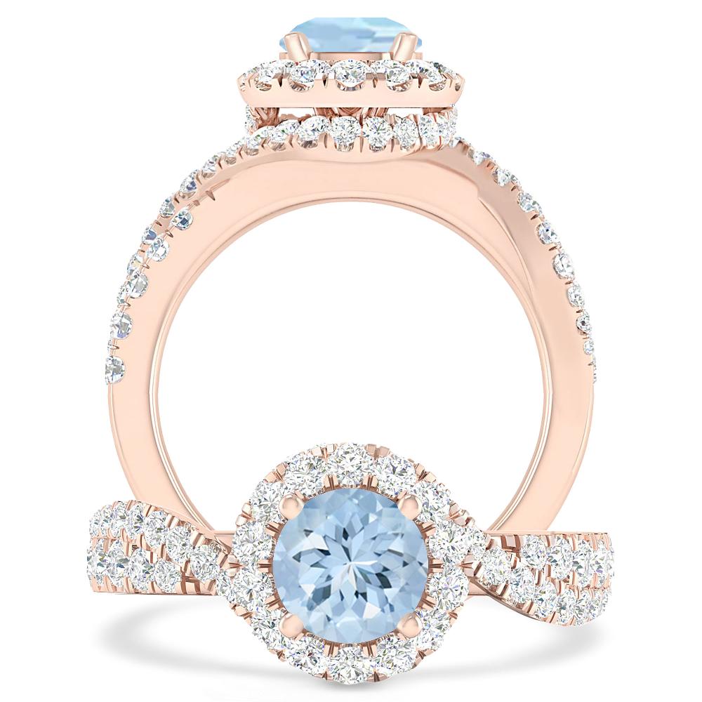 Rose Gold - Aquamarine