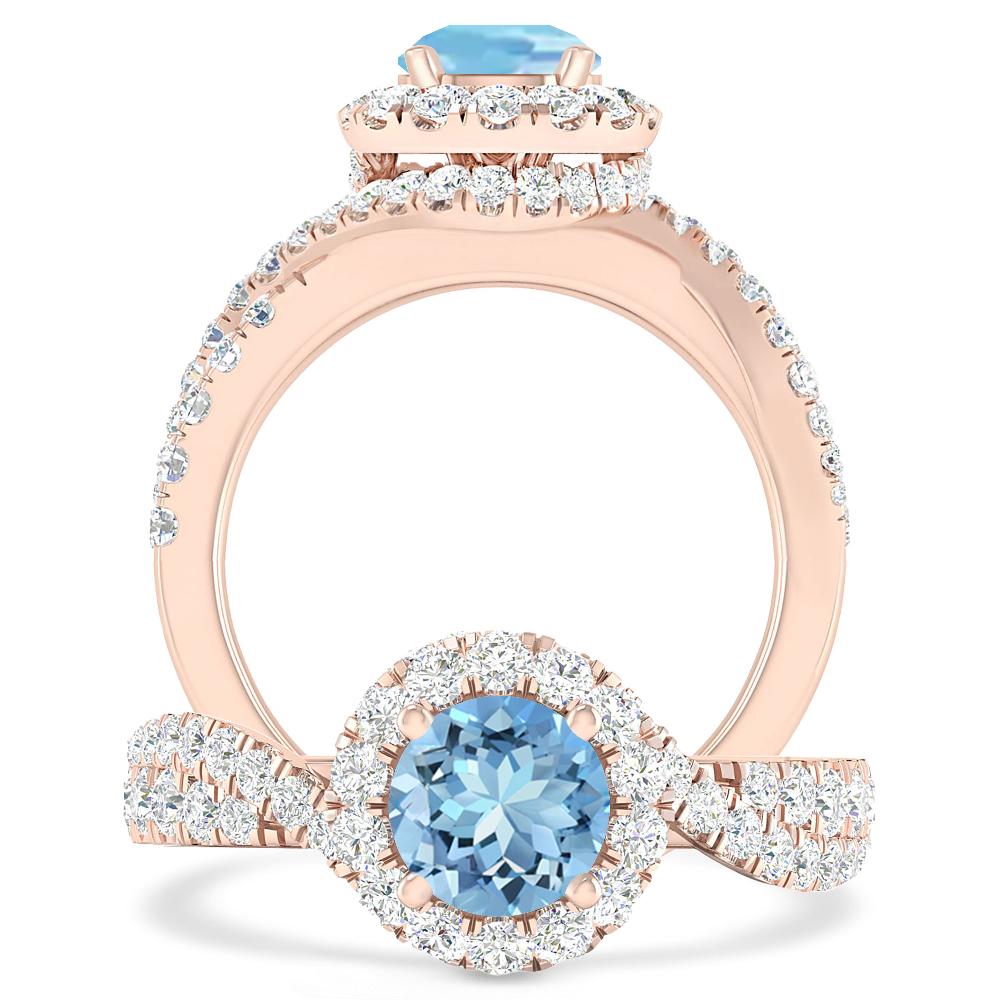 Rose Gold - Aquamarine