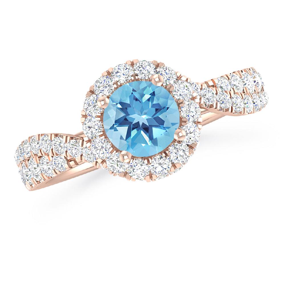 Rose Gold - Blue Topaz