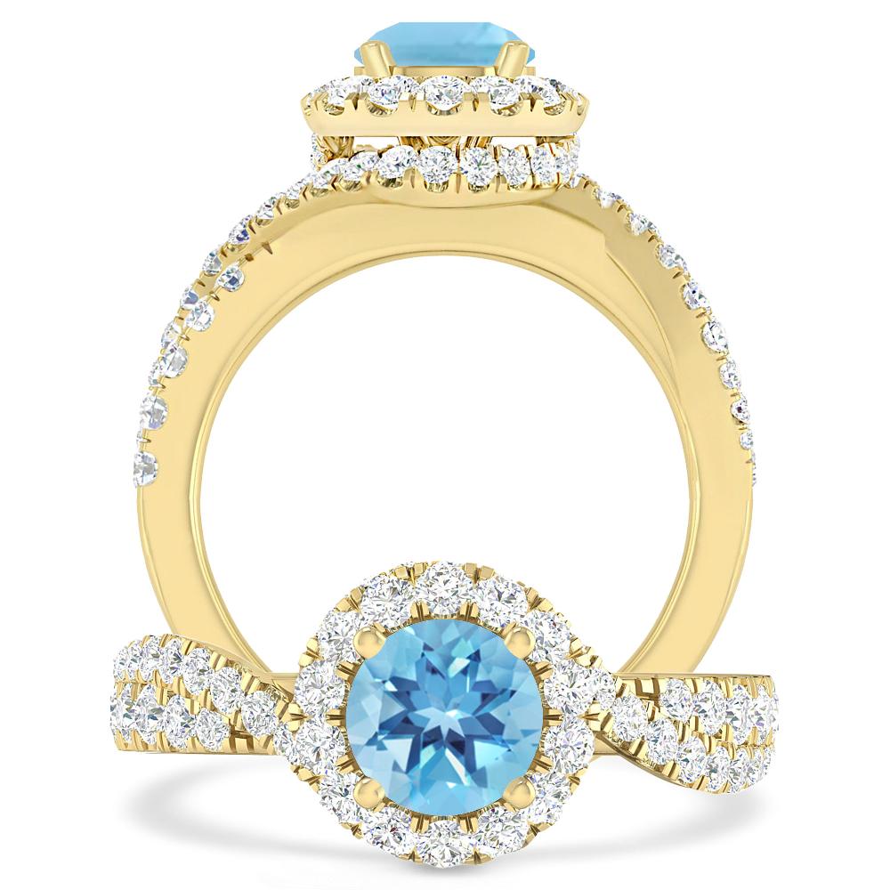 Yellow Gold - Blue Topaz