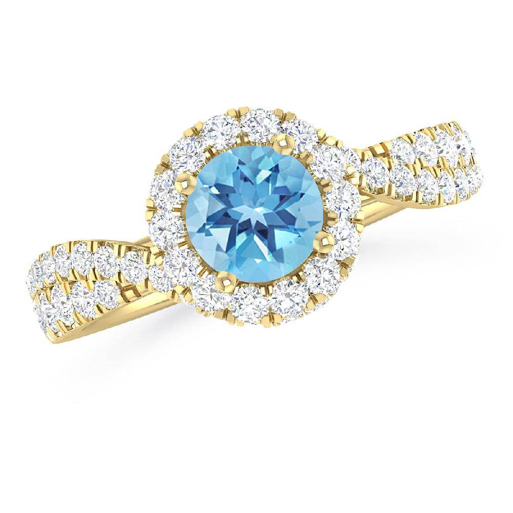 Yellow Gold - Blue Topaz