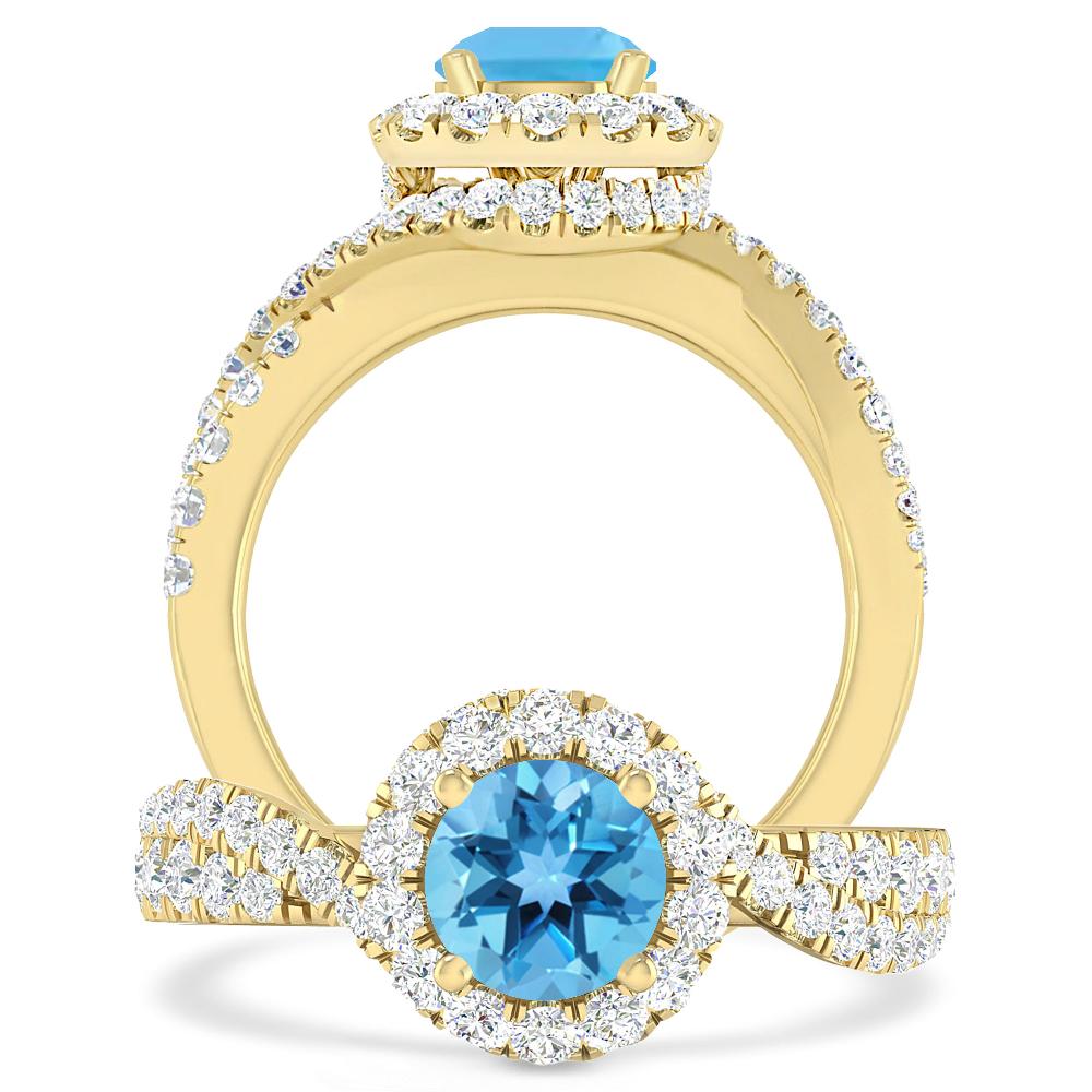 Yellow Gold - Blue Topaz