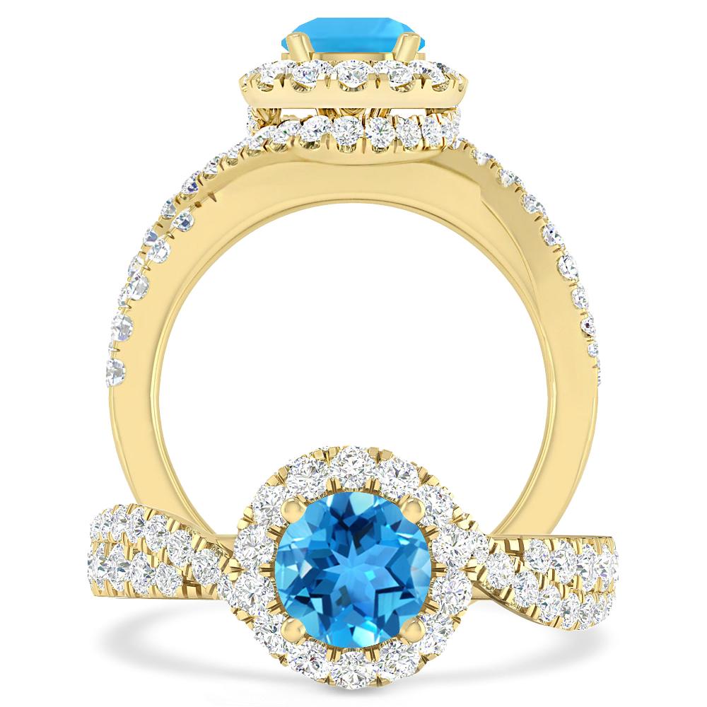 Yellow Gold - Blue Topaz