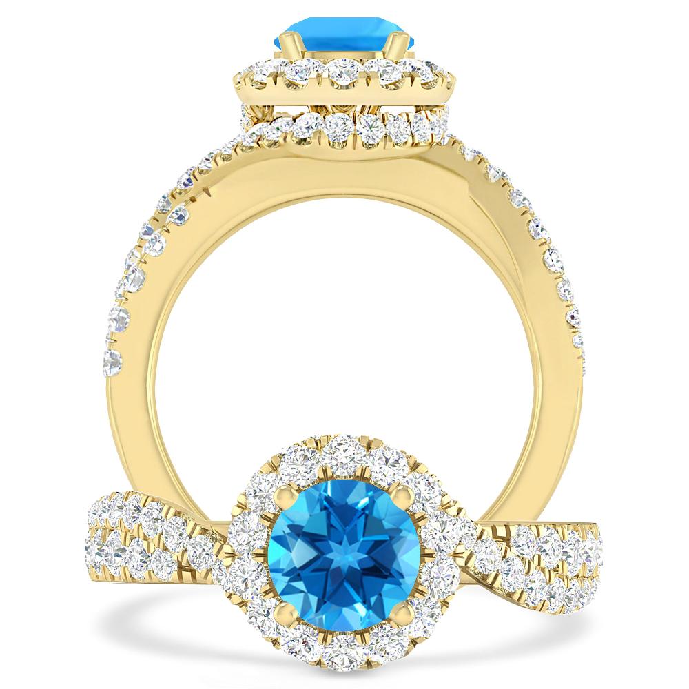 Yellow Gold - Blue Topaz