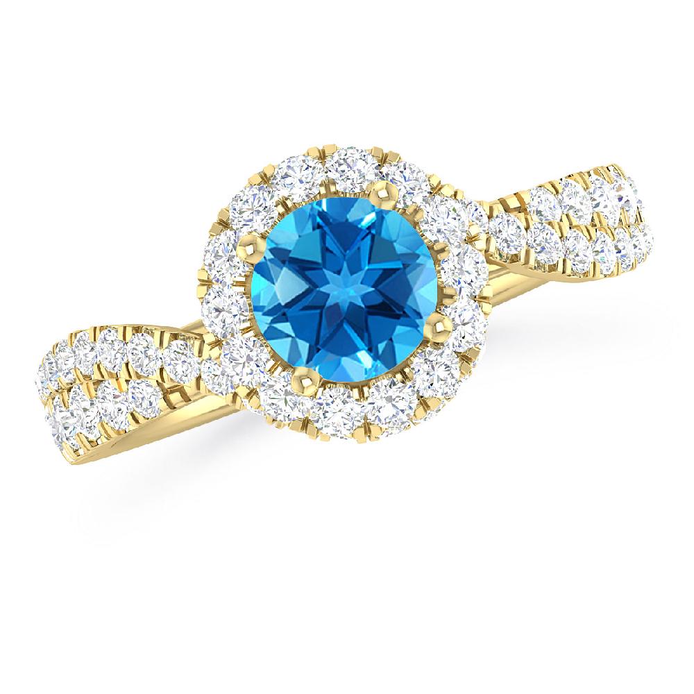 Yellow Gold - Blue Topaz