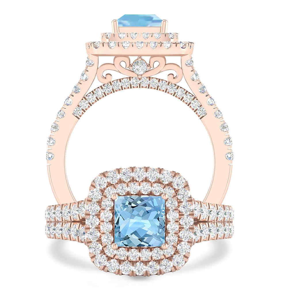 Rose Gold - Aquamarine