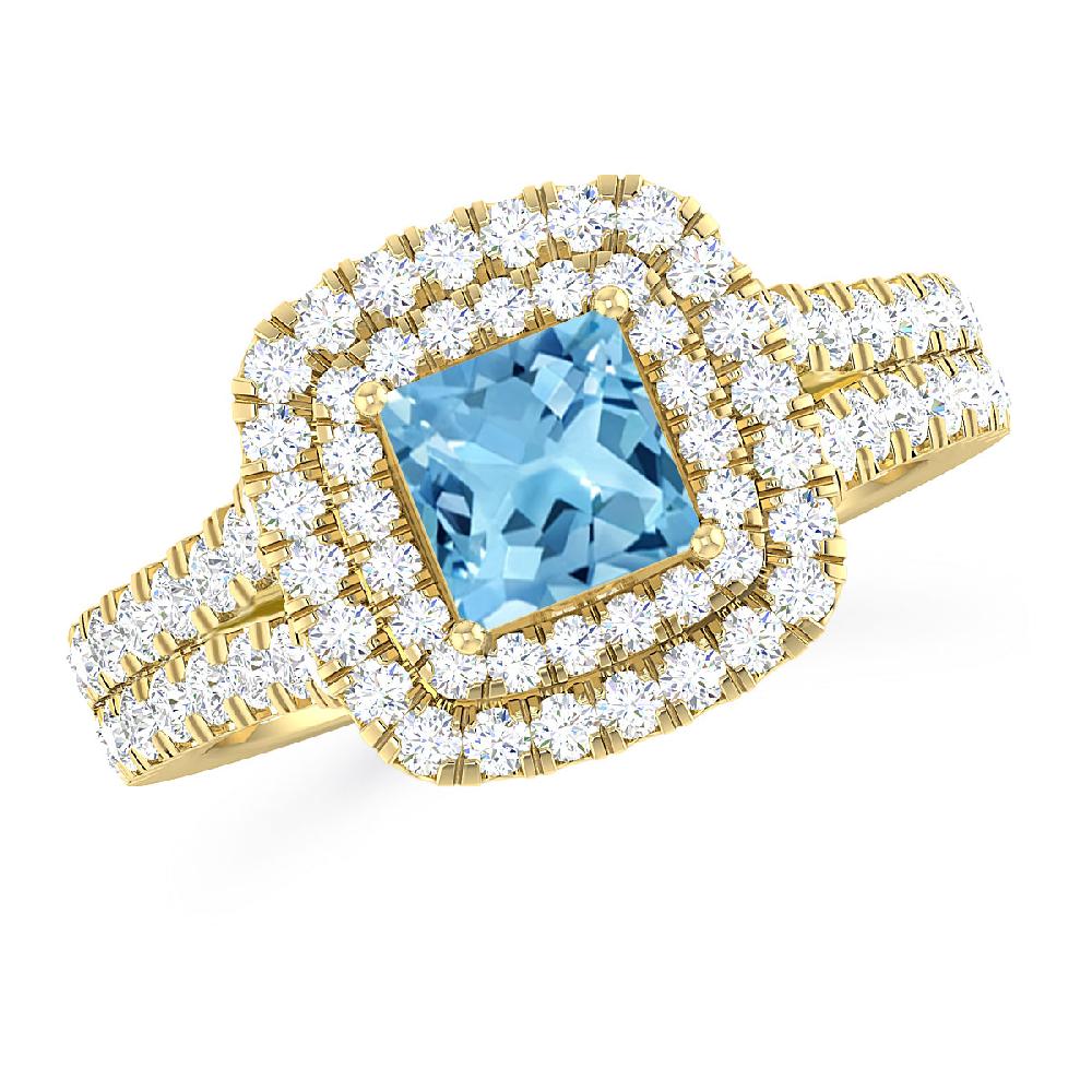 Yellow Gold - Blue Topaz