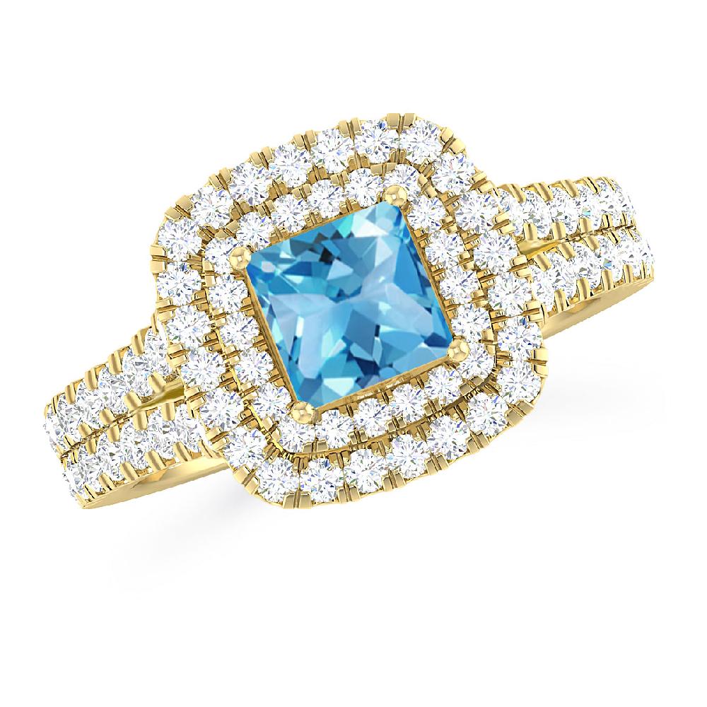 Yellow Gold - Blue Topaz