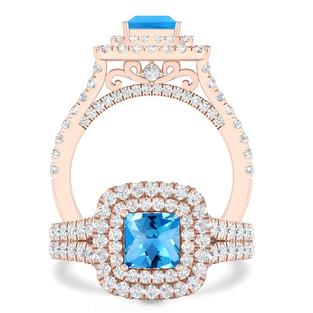 Rose Gold - Blue Topaz