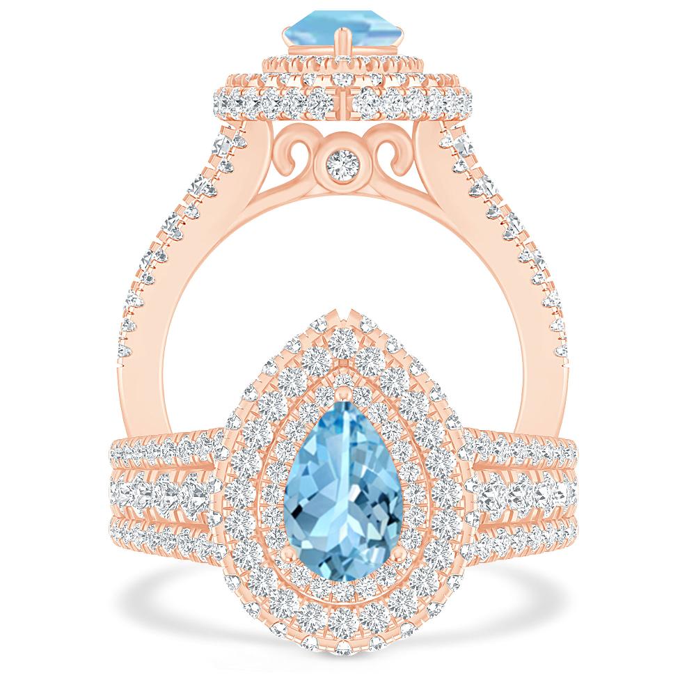 Rose Gold - Aquamarine