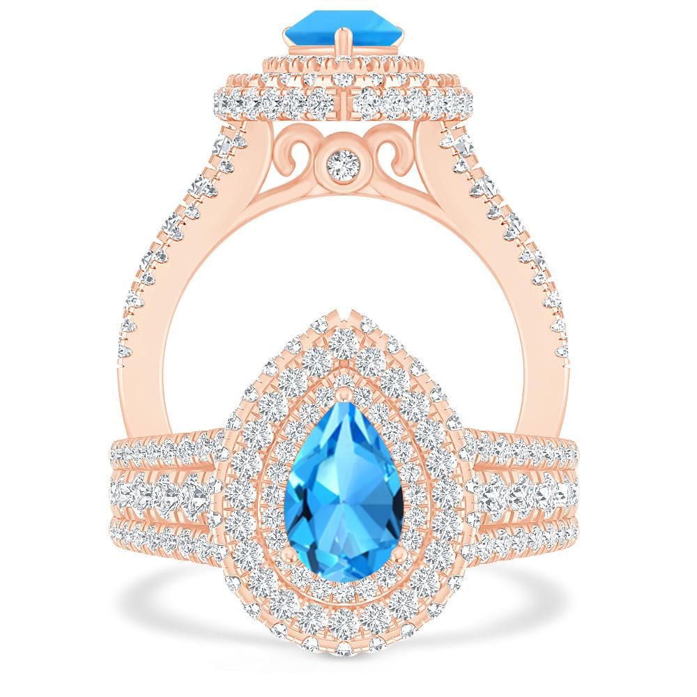 Rose Gold - Blue Topaz