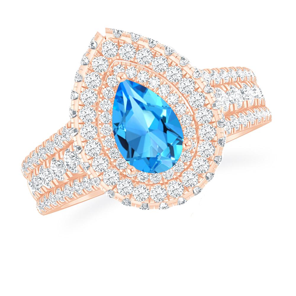 Rose Gold - Blue Topaz