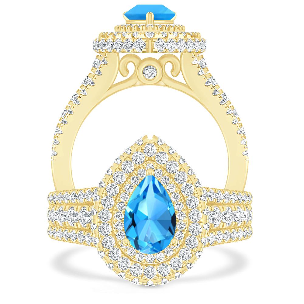 Yellow Gold - Blue Topaz