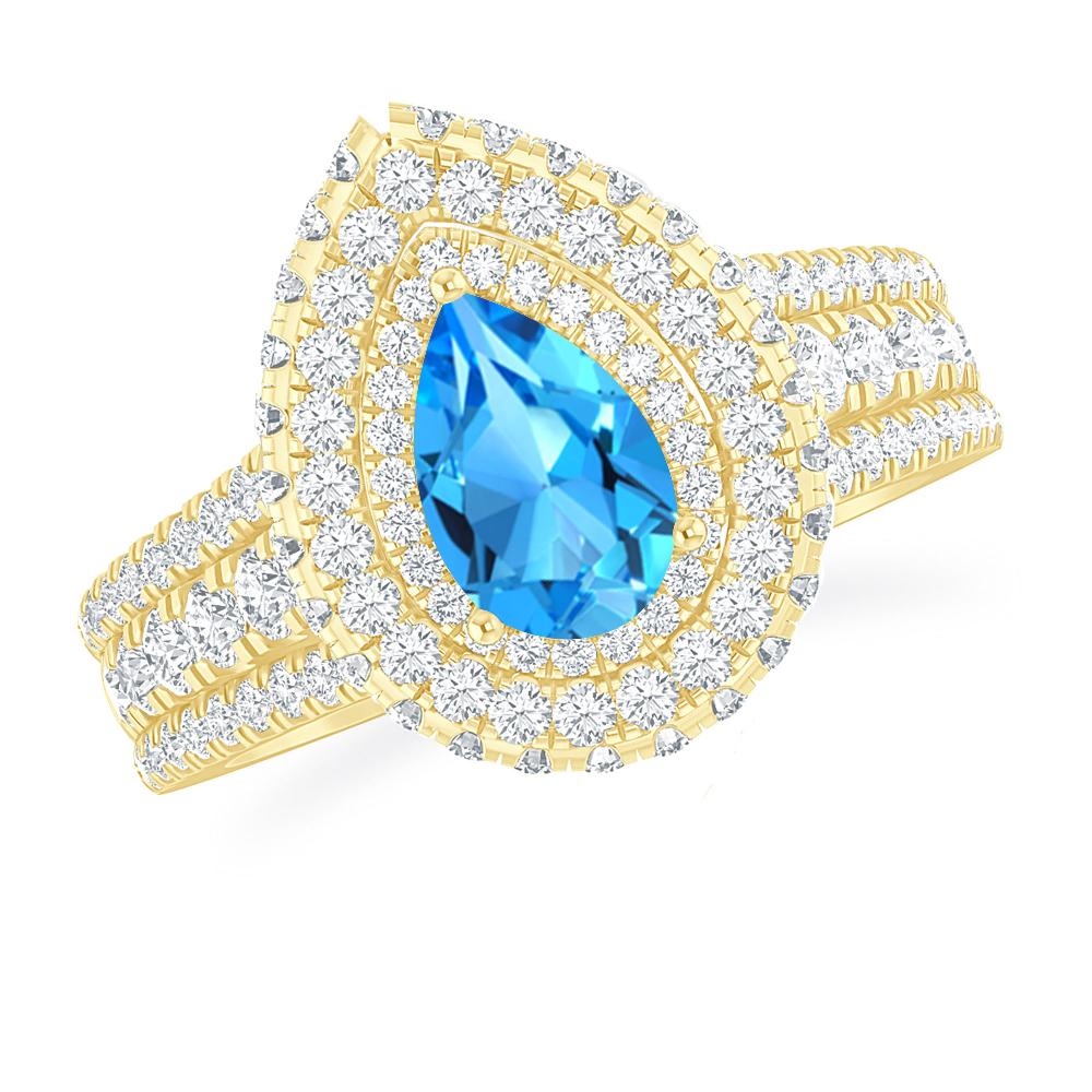 Yellow Gold - Blue Topaz