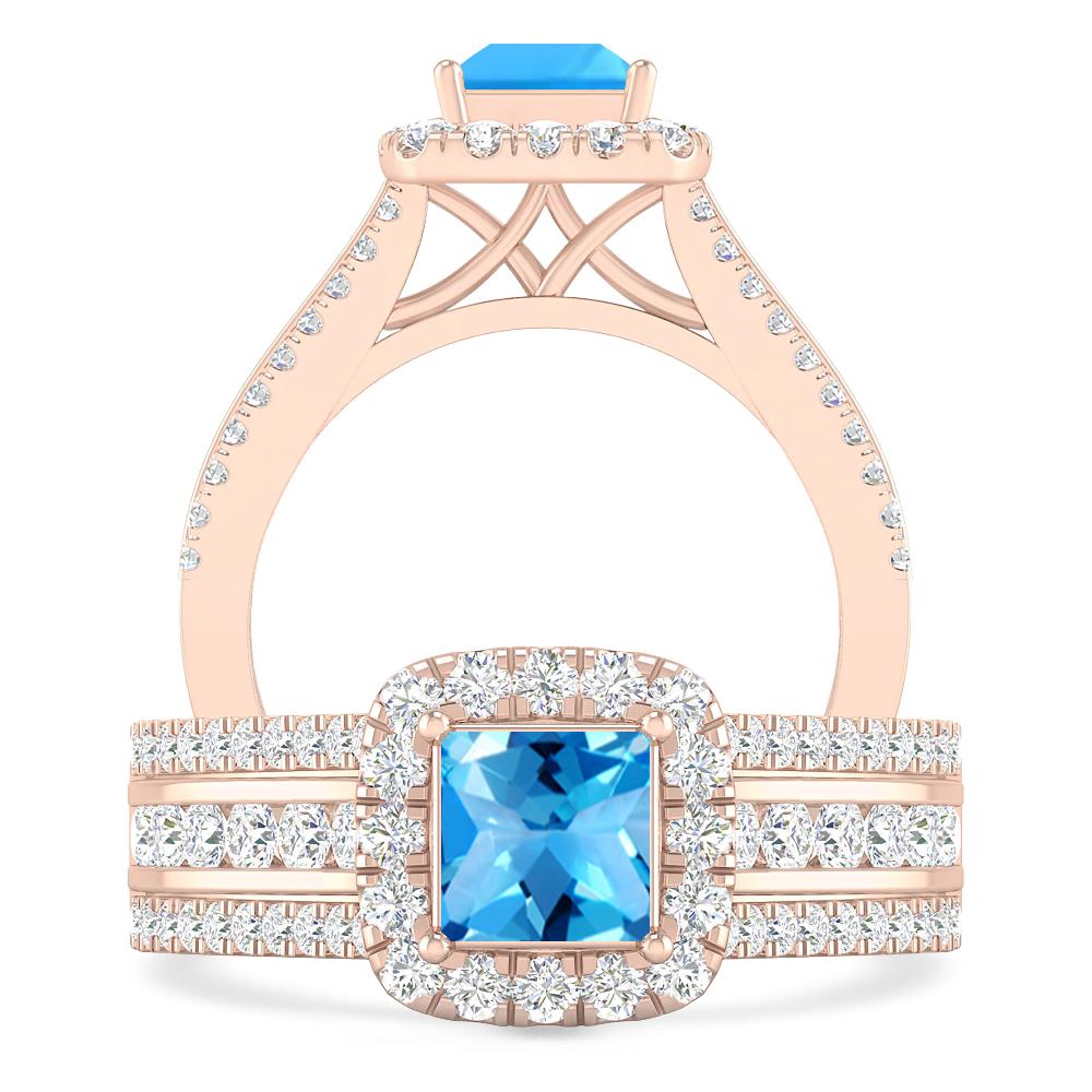 Rose Gold - Blue Topaz