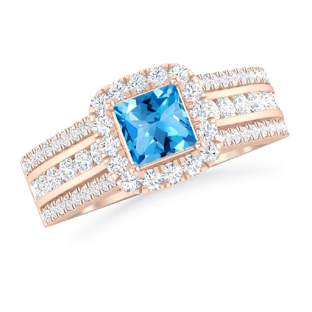 Rose Gold - Blue Topaz