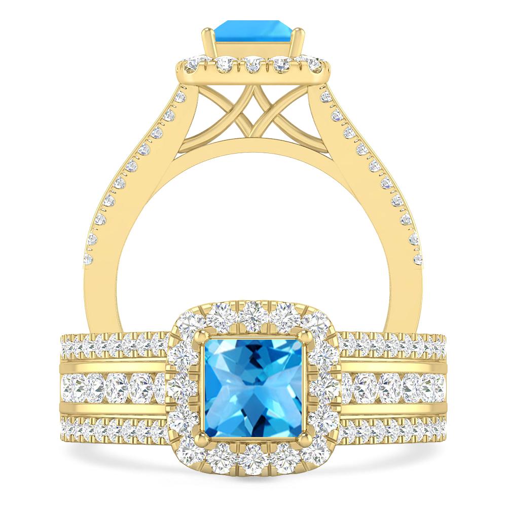 Yellow Gold - Blue Topaz