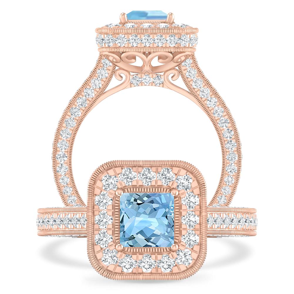 Rose Gold - Aquamarine