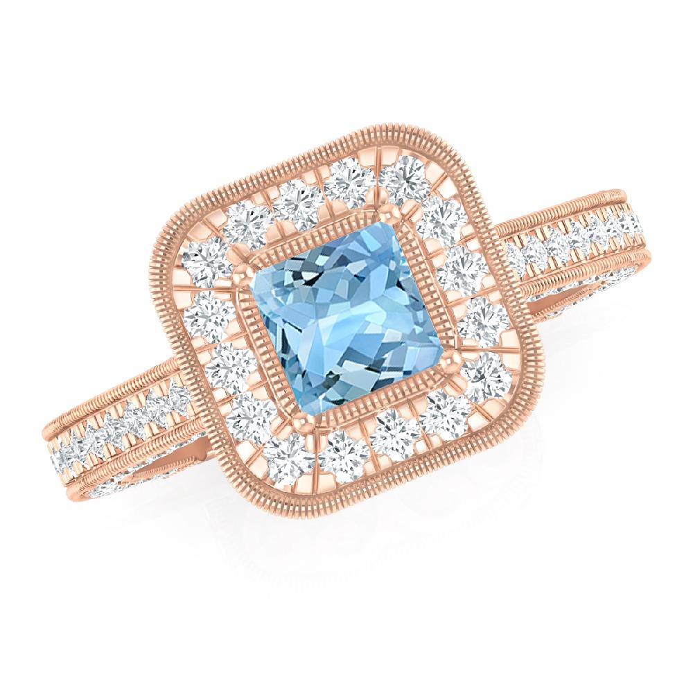 Rose Gold - Aquamarine