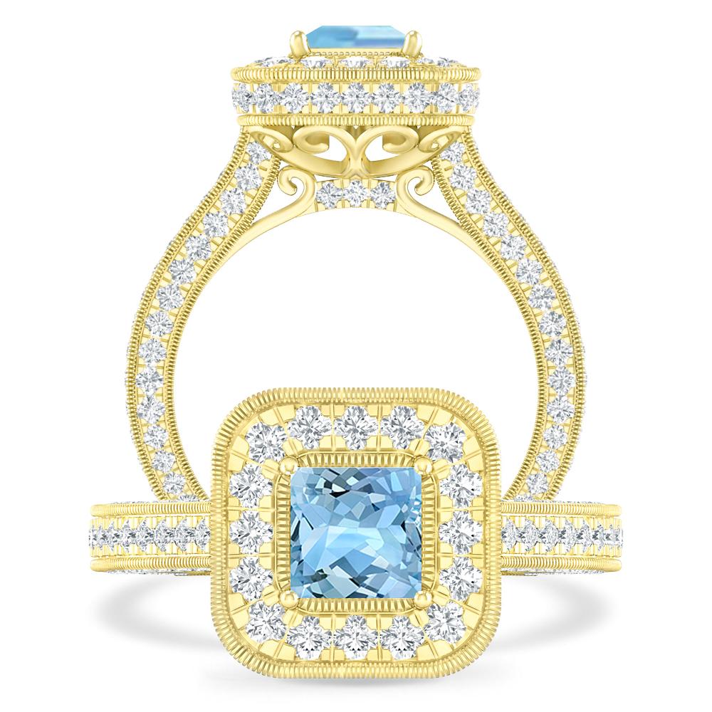 Yellow Gold - Aquamarine