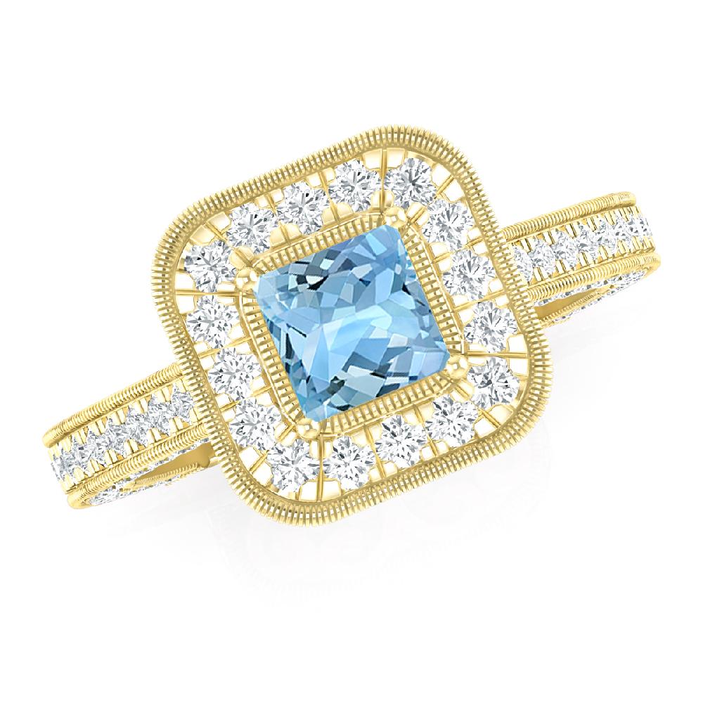 Yellow Gold - Aquamarine