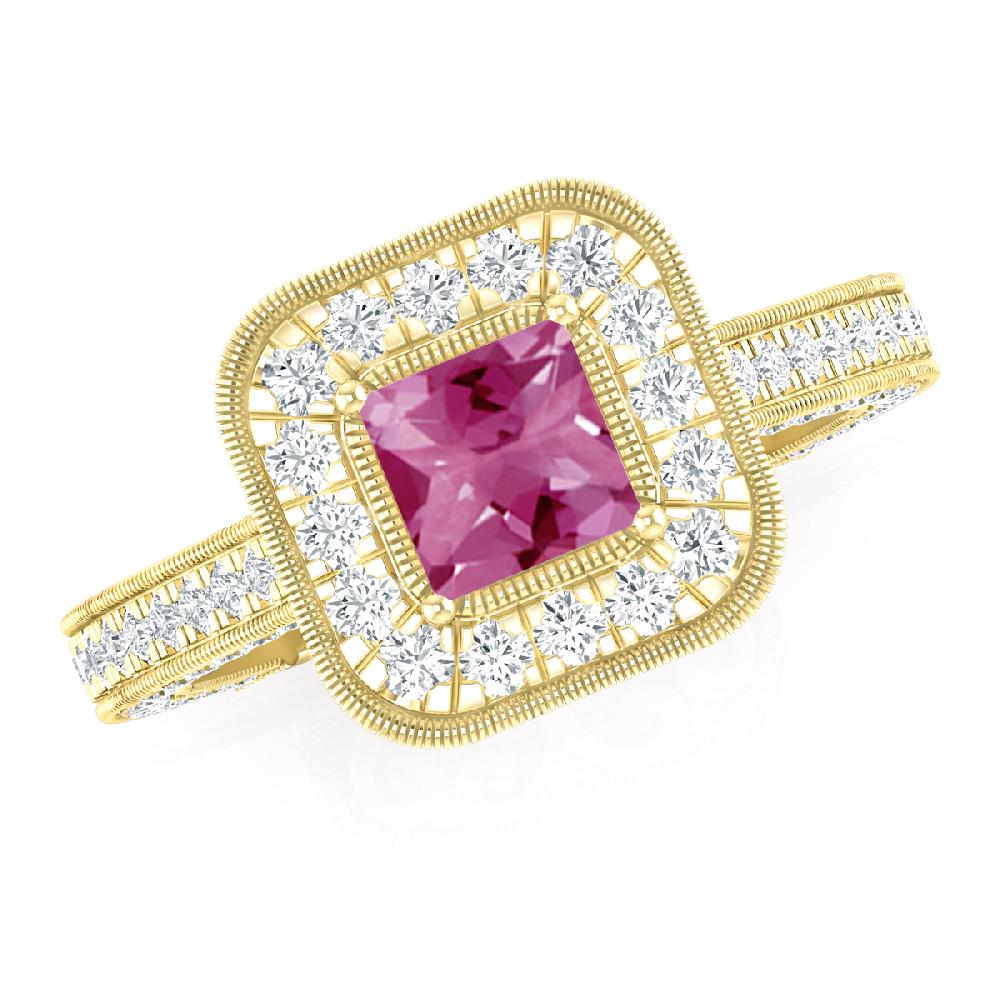 Yellow Gold - Pink Tourmaline