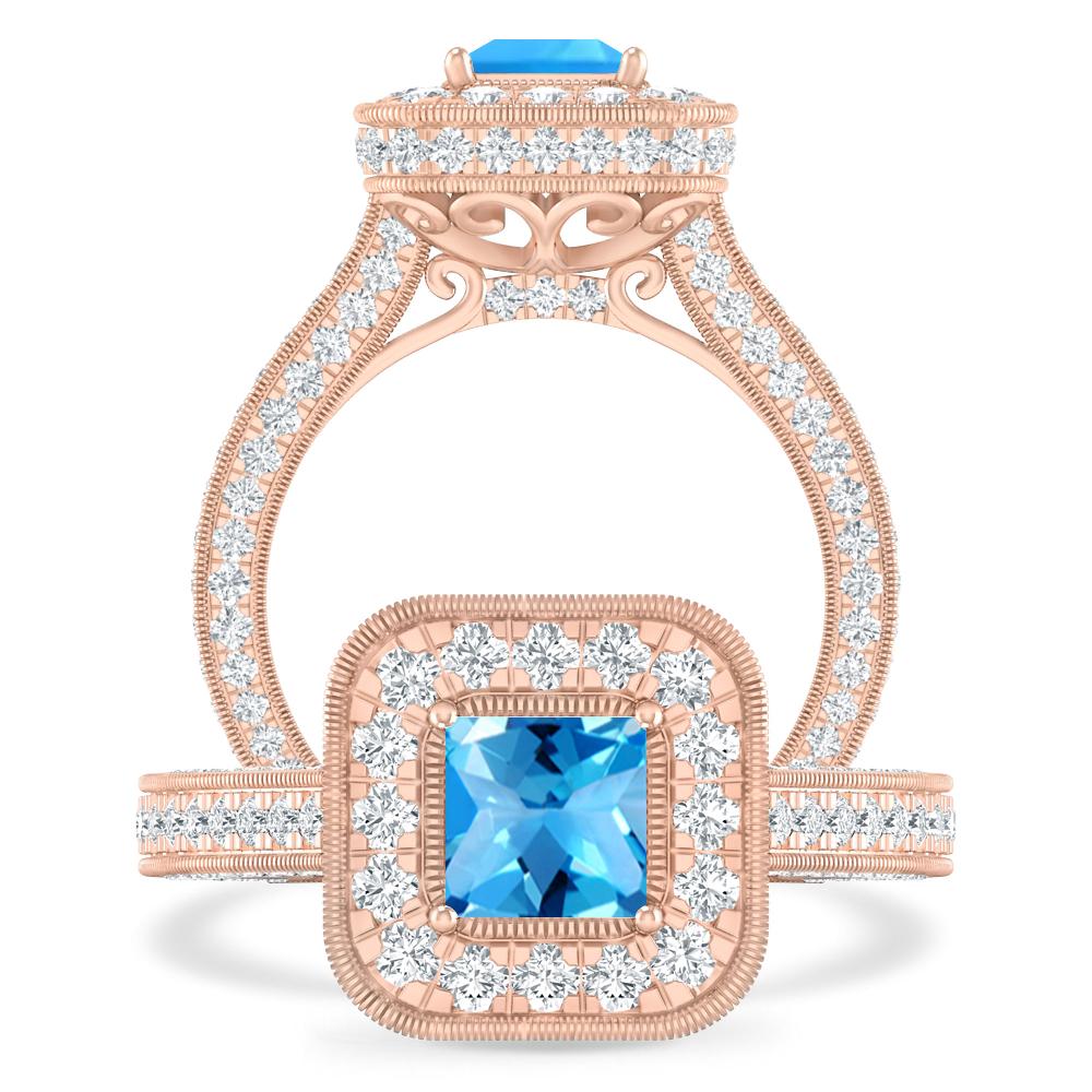 Rose Gold - Blue Topaz