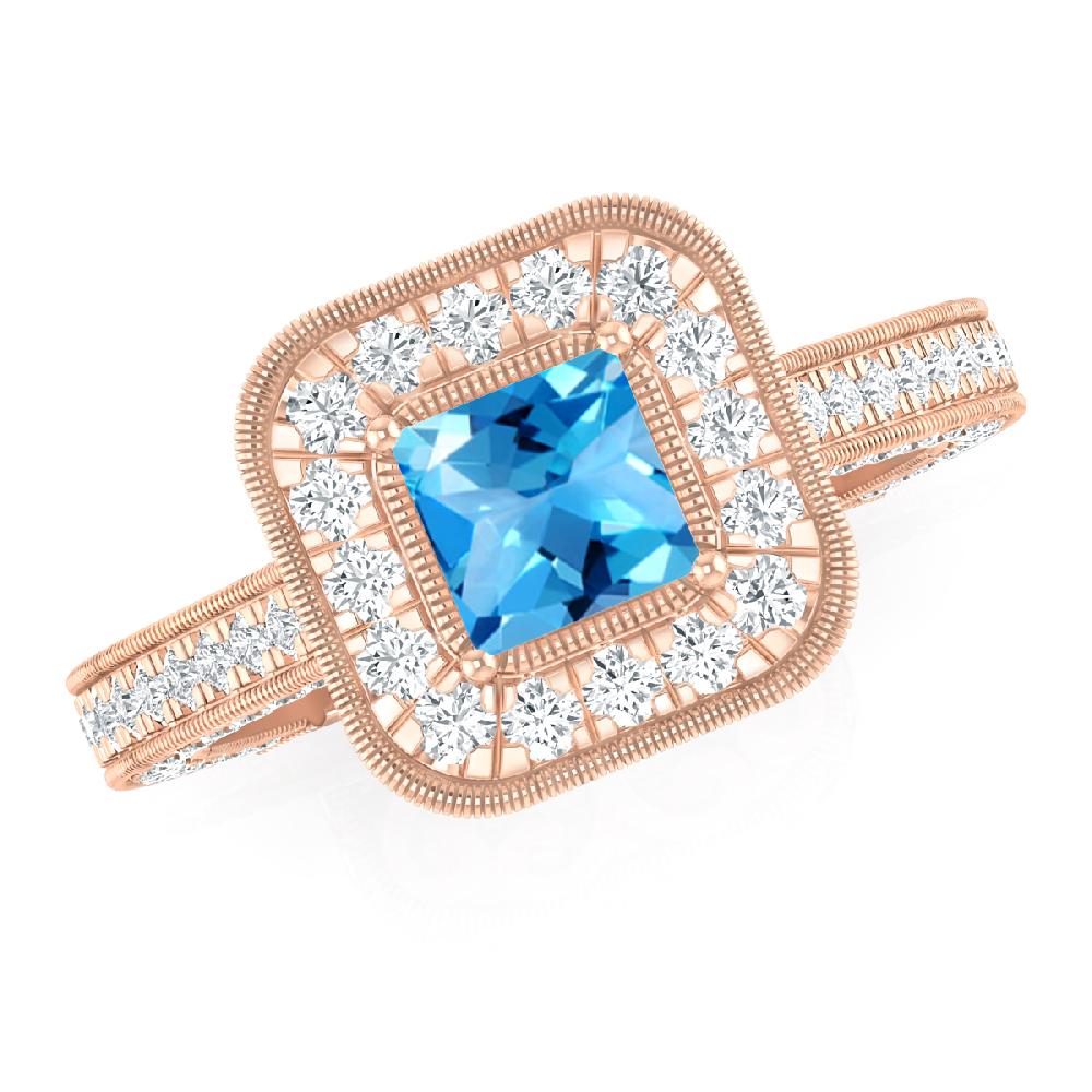 Rose Gold - Blue Topaz