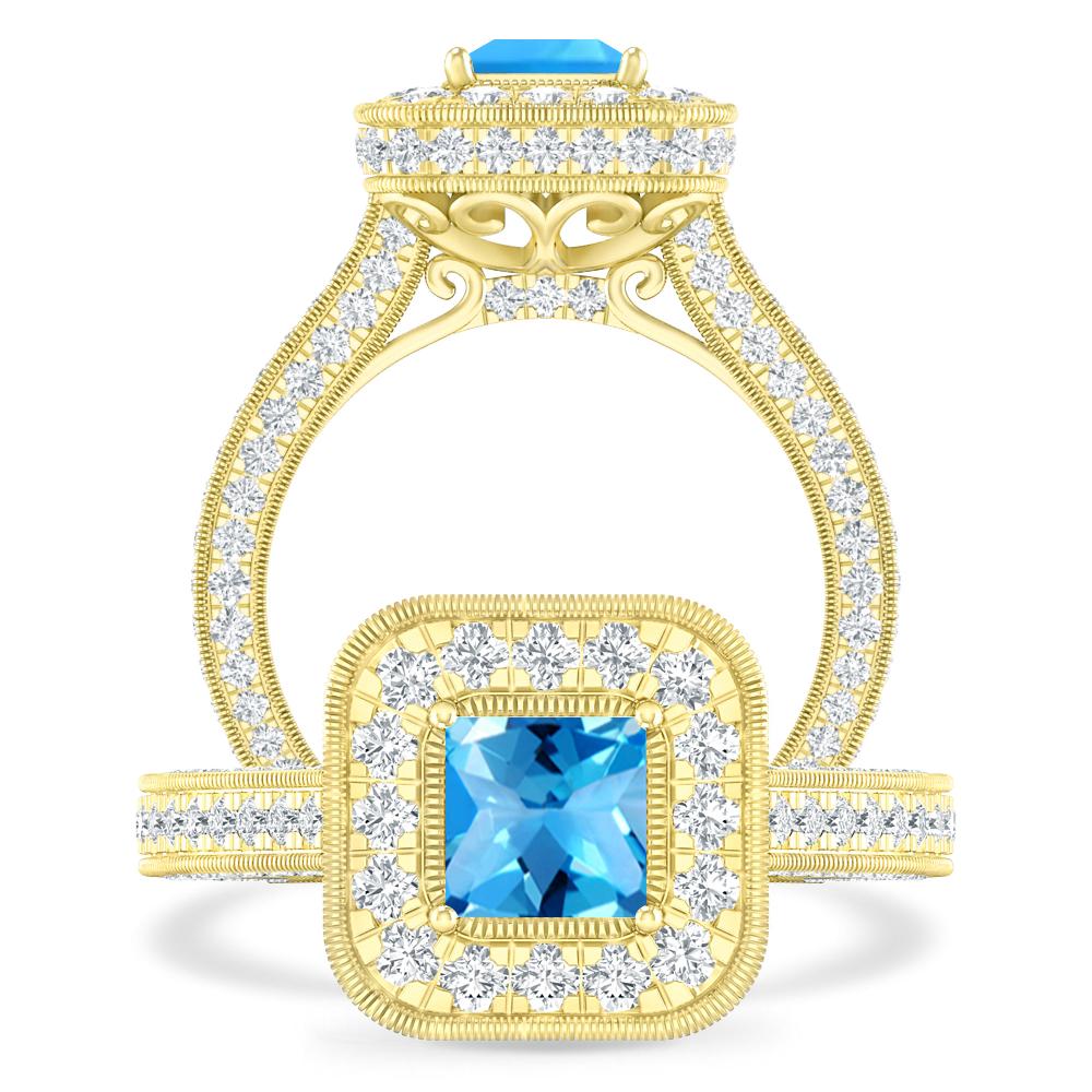 Yellow Gold - Blue Topaz