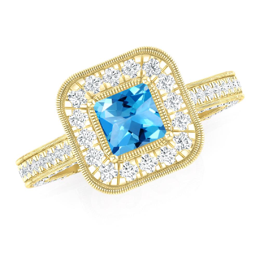 Yellow Gold - Blue Topaz