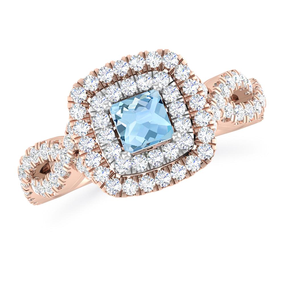 Rose Gold - Aquamarine