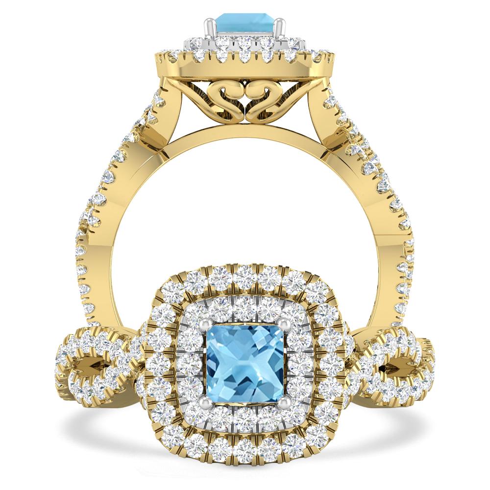 Yellow Gold - Blue Topaz