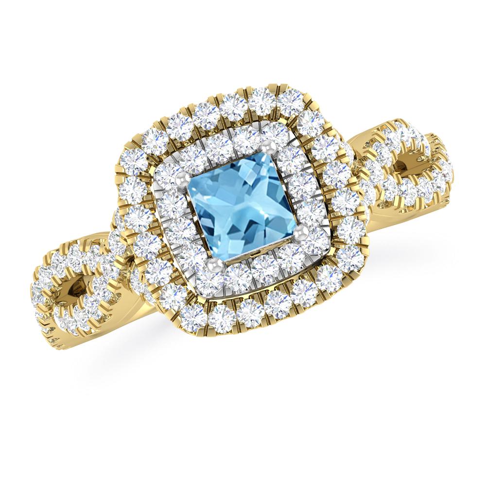 Yellow Gold - Blue Topaz