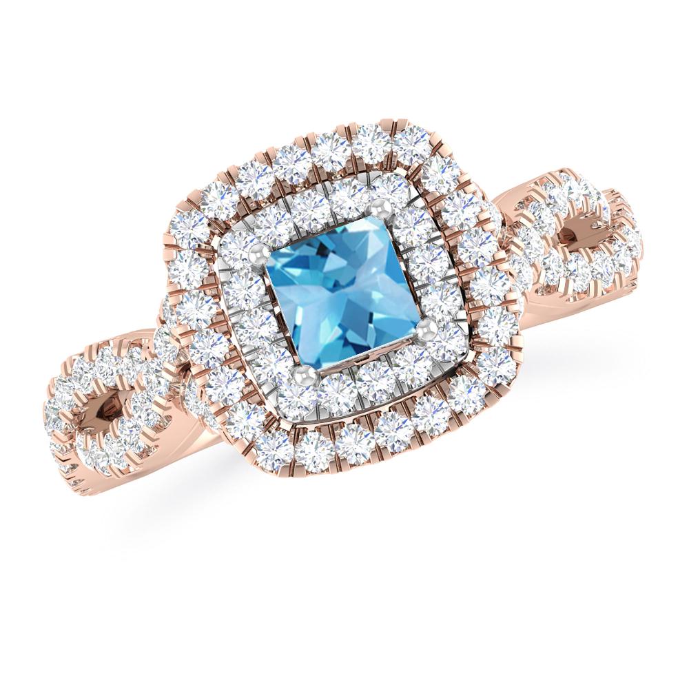 Rose Gold - Blue Topaz