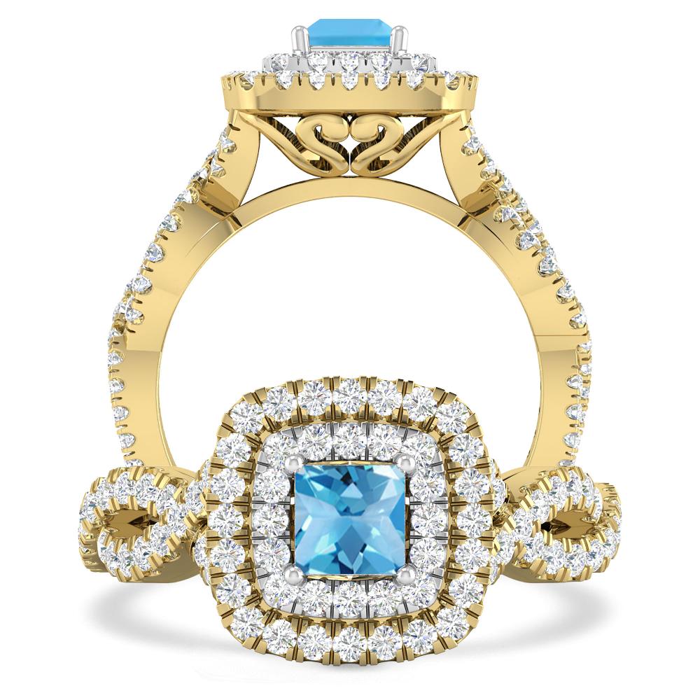 Yellow Gold - Blue Topaz