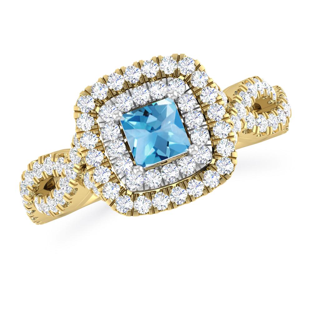 Yellow Gold - Blue Topaz