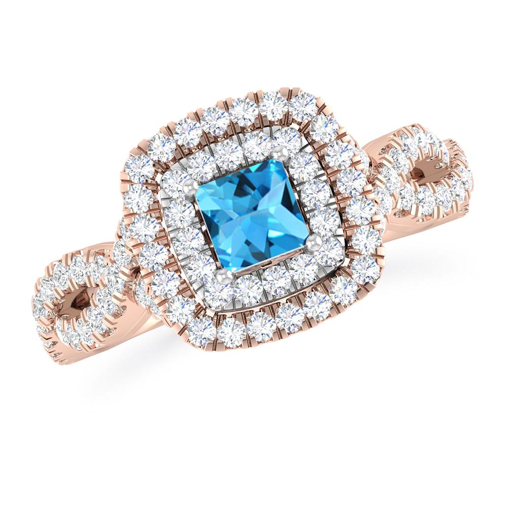 Rose Gold - Blue Topaz