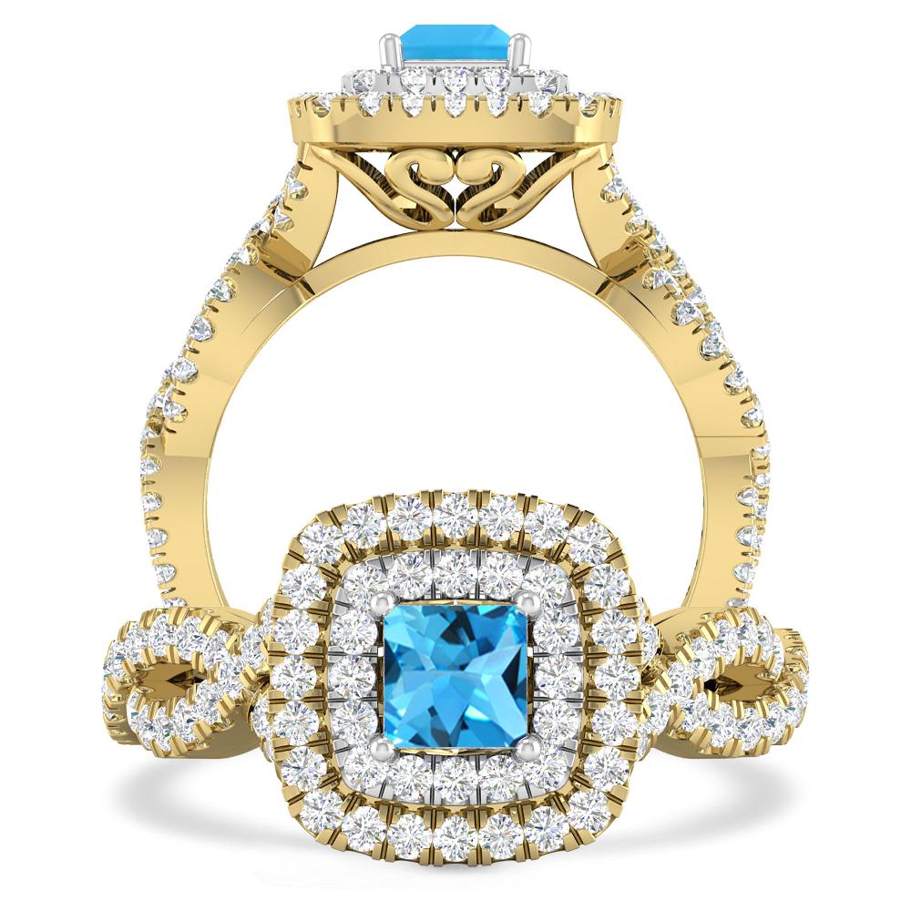 Yellow Gold - Blue Topaz