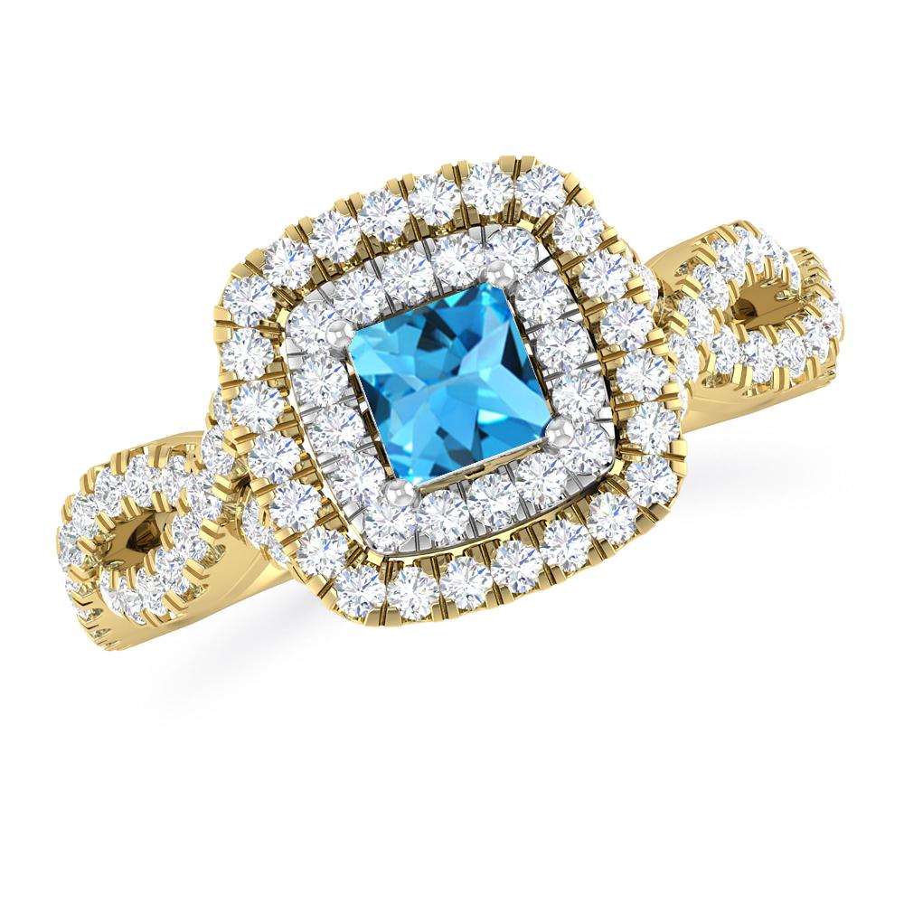 Yellow Gold - Blue Topaz